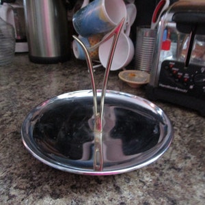 Mid Century Kromex Silver and Gold Spinning Serving Dish with Handle