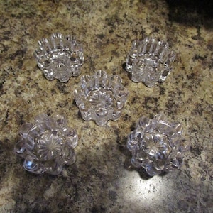 Vintage Set of 5 Clear Glass Salt Cellar Pinch Pot Bowls