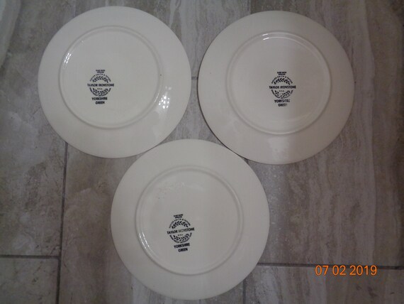 Taylor Ironstone Green Span Plates Set Of 3