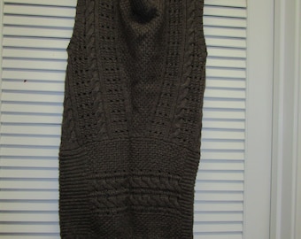 Free People SZ SP Brown Knit Dress 70 Wool 20 Nylon 10 Alpaca
