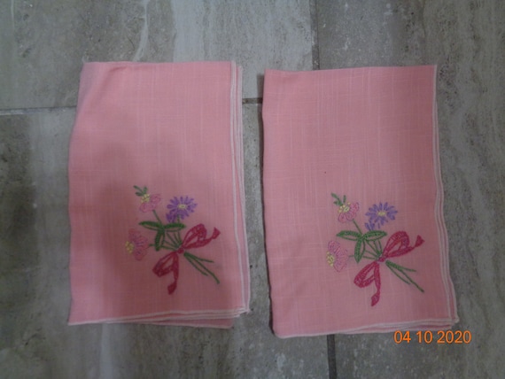 Hermosas 2 servilletas rosas de lino flores bordadas en la - Etsy México Hermosas 2 servilletas rosas de lino flores bordadas en la - Etsy México