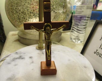 Vintage Small Standing Wooden Jesus Crucifix