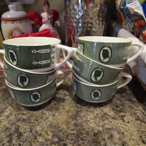 9 Mid Century Colonial Homestead Royal China Dishes 6 Cups 2 Saucers and 1 Plate