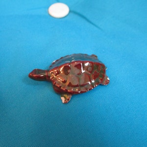Vintage Ceramic Small Brown Turtle for Fish Tank Decor