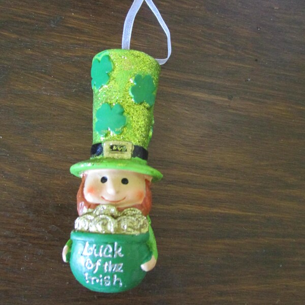 Saint Patrick's Day Ornament Leprechaun holding a pot of gold Luck of the Irish