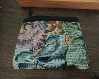 Vintage Tapestry Coin Purse YKK  Zipper Top