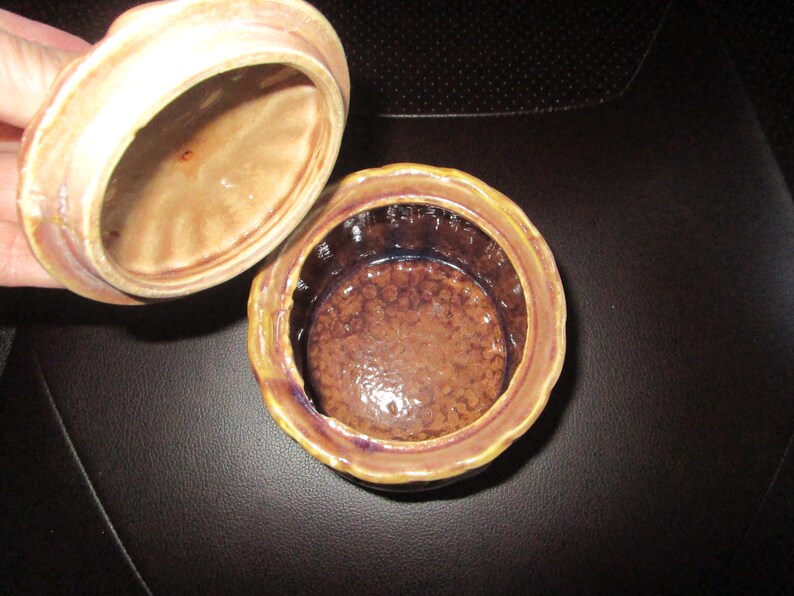 Vintage Tillso Japan Ceramic Basket Weave Grease Drippings Jar image 2