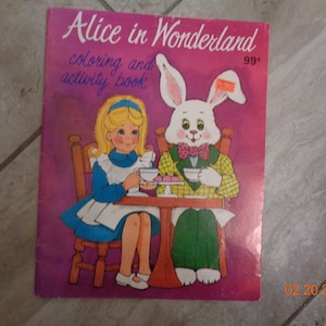 1988 Alice in Wonderland Coloring and Activity Book Only 1 page colored