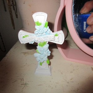 Vintage Cross Happy Easter Wall Figurine