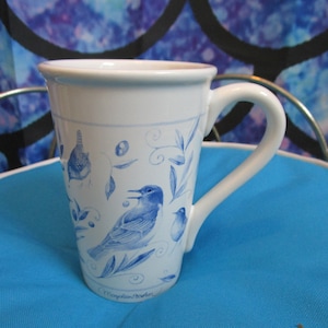 Vintage Marjolein Bastin Hallmark Blue and White Bird Mug