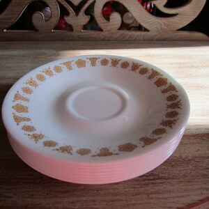 Mid Century Set of 7 Corelle Butterfly Gold Saucers