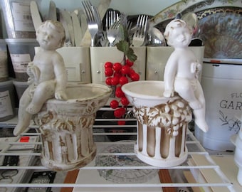 Set of 2 Vases Inarco Cleveland Ohio 1963 E-14-46 Naked Cherub's