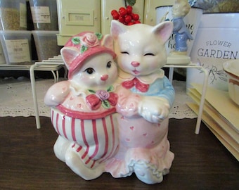 Fitz and Floyd Vintage Cat Cookie Jar Cottage Core - Etsy