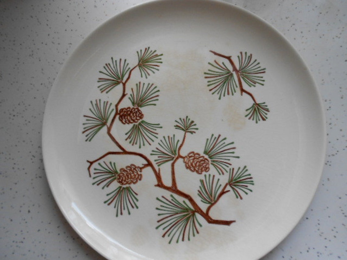 Set of 2 Vintage Pottery Pine Cone Dinner Plates Ovenproof Etsy