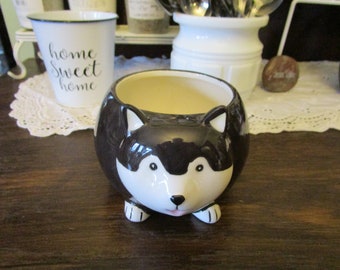 Vintage Black and White Dog Small Indoors Planter