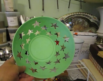 Vintage Hard Plastic Cut Out Stars Round Bowl