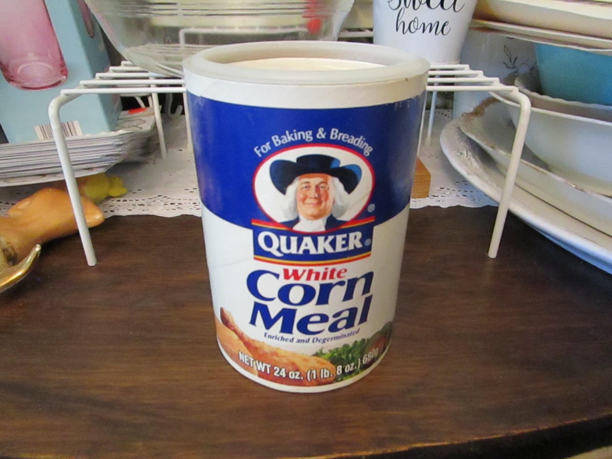 Vintage Quaker White Corn Meal Container 24 Oz Empty - Etsy
