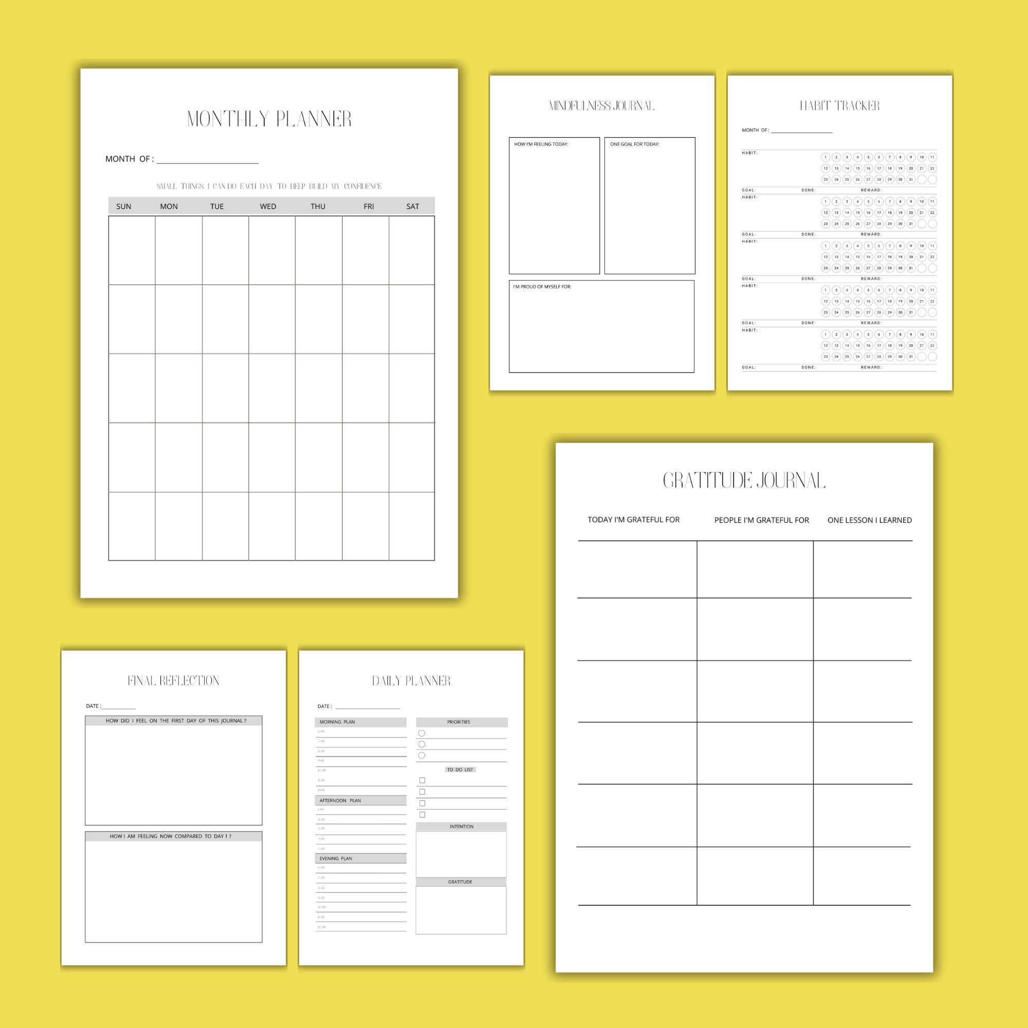 Self Confidence Planner, Printable Kit, Bucket List, Daily Planner ...