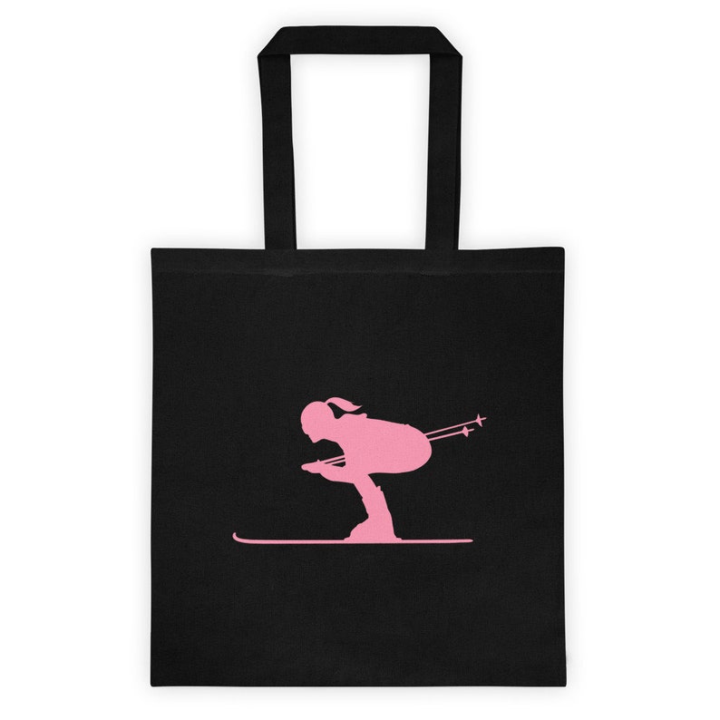 Winter Olympics Gift for Skier Women/'s Skier Canvas Tote Bag Skiing Graphic Beach Bag