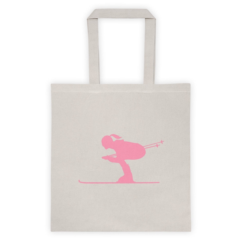 Winter Olympics Gift for Skier Women/'s Skier Canvas Tote Bag Skiing Graphic Beach Bag