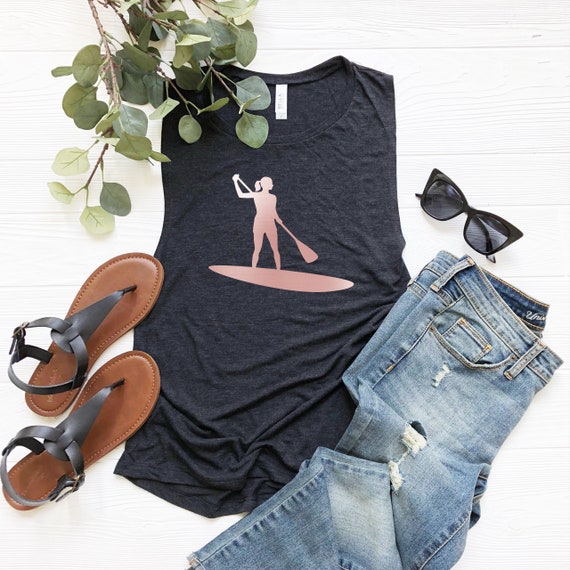 Paddle Board All SHE Does is Paddle Workout Racerback Casual Tank Tops Womens