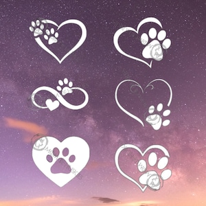 Paw Print Heart | Pet Lover Paw Print Vinyl Decal for Car, Mug, Wine Glass, Yeti