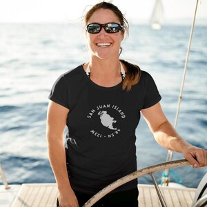 Camiseta de la isla de San Juan, camiseta con carta náutica, camiseta de vacaciones en las islas de San Juan, regalo náutico, camiseta de Washington, camiseta de navegación en el Noroeste del Pacífico