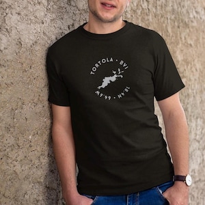 Camiseta Tortola British Virgin Island, camiseta com carta náutica, camiseta de férias BVI, presente náutico, blusa de praia caribenha