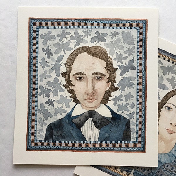 Bright Star, Portrait of John Keats, original watercolor painting