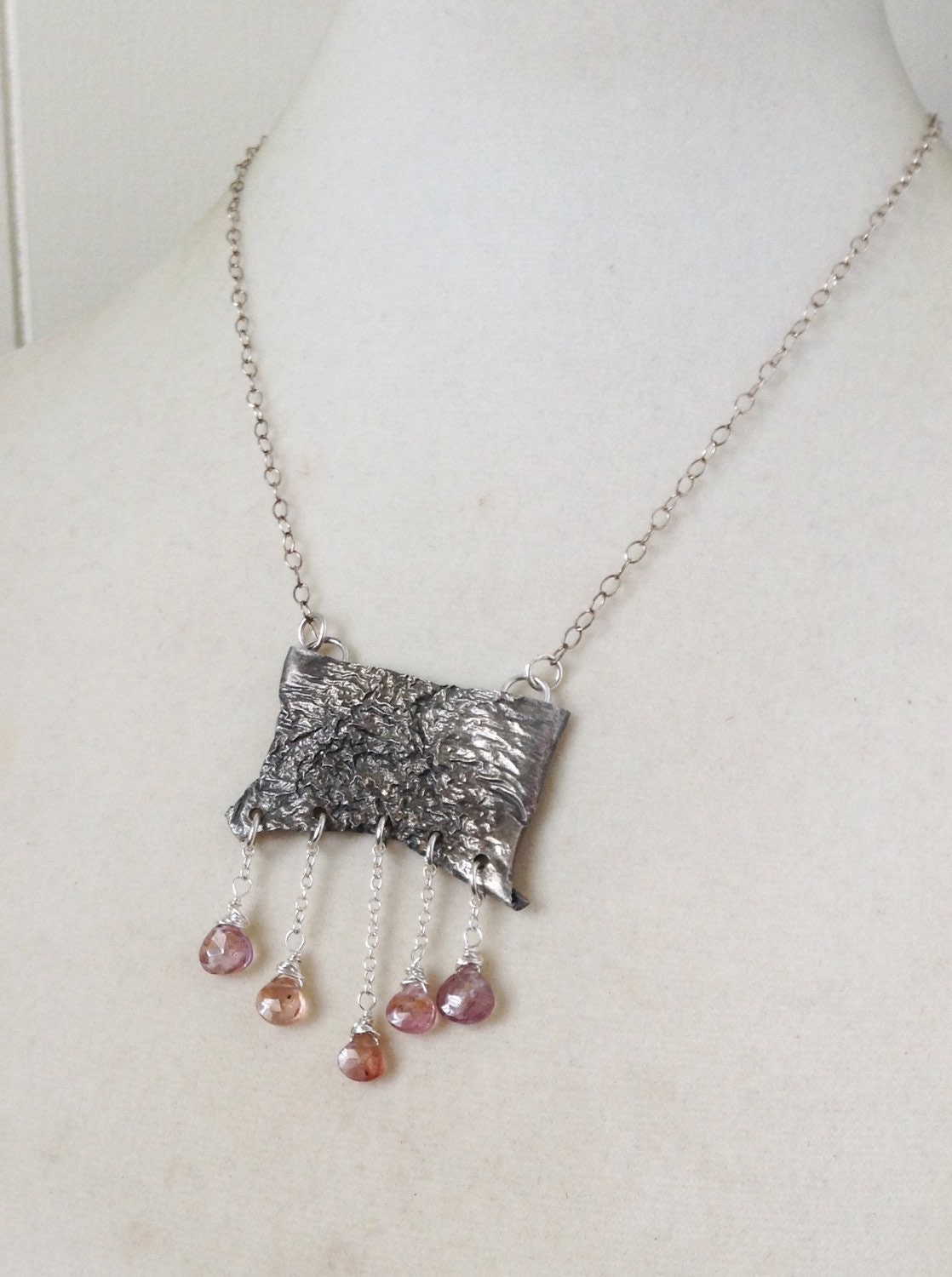 Reticulated Silver and Spinel Necklace - Etsy