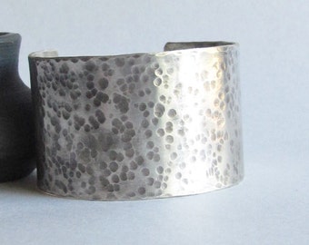 Hammered Sterling Silver Cuff - Wide Cuff Bracelet -Mother's Day Gift - 25th Anniversary Gift - Silver Anniversary