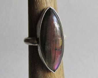 Purple Labradorite Ring - Size 7.5 - Marquise Cut Ring