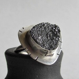 Silver Druzy Ring - size 8 Ring - Drusy Statement Ring