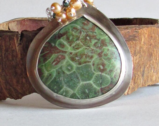 Fossil Coral Necklace Statement Necklace Petoskey Stone Etsy