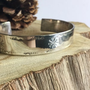Handstamped Sterling Silver Cuff Braclet - Southwestern Cuff Bracelet