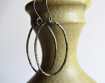 Hammered Oval Hoop Earrings