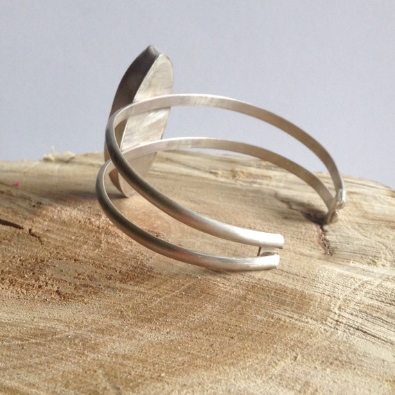 Sterling Silver Cuff Bracelet Labradorite Double Band Cuff Bracelet 25th Anniversary Gift Birthday Gift