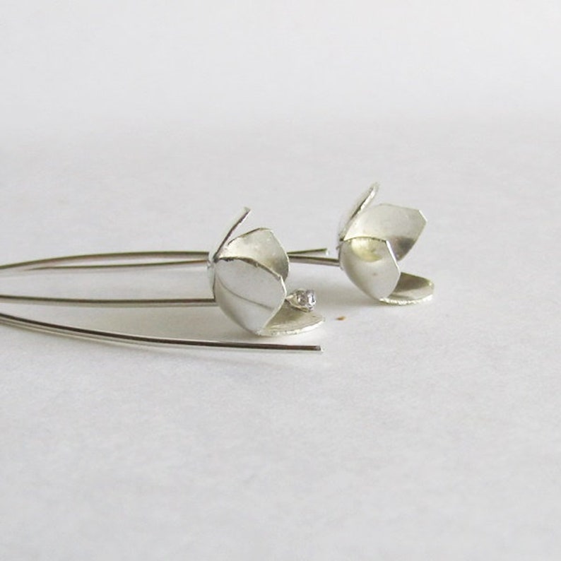 Sterling Silver Flower Dangle Earrings 25th Anniversary Gift - Etsy