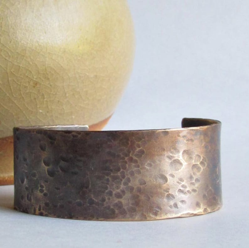 Hammered Bronze Cuff Bracelet Bronze Jewelry 19th Etsy