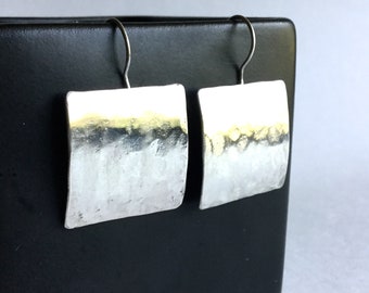 Hammered Square Earrings - Sterling Silver