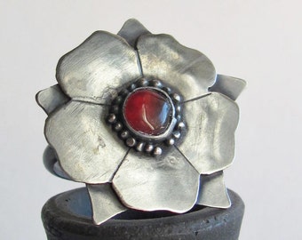 Tudor Rose Ring - Statement Ring - Carnelian Ring - Made to Order