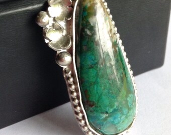 Custom Chrysocolla Statement Ring - Made to Order Ring - Custom Chrysocolla Necklace