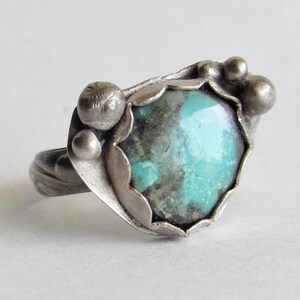 Ladies Turquoise Ring - Size 8 Ring - Turquoise Jewelry - Artisan Turquoise Ring - Statement Ring