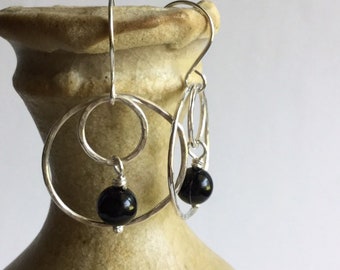 Hoop Earrings with Black Onyx