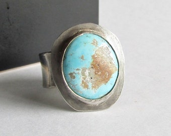 Turquoise Ring - Size 9 - Turquoise Statement Ring - Men's Ring - 25th Silver Anniversary Gift - December Birthday Gift - R012