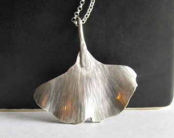 Ginkgo Biloba Necklace in Sterling Silver - Leaf Jewelry - Leaf Necklace - 25th Wedding Anniversary Gift