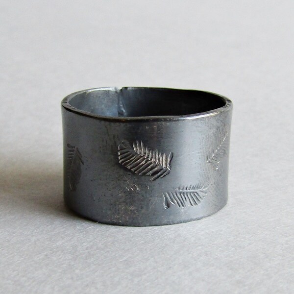 Hand Stamped Feather Ring Made to Order Ring Custom - Etsy