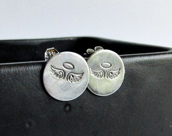 Angel Wing Stud Earrings - Sterling Silver