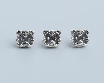 S925 sterling silver electroplated gold zodiac tiger button DIY braided rope bracelet beaded jewelry accessories material wholesale
