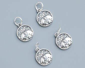 Pulseira de corda trançada DIY com botão de tigre do zodíaco em prata esterlina S925 banhada a ouro galvanizado, acessórios de joias com miçangas, atacado